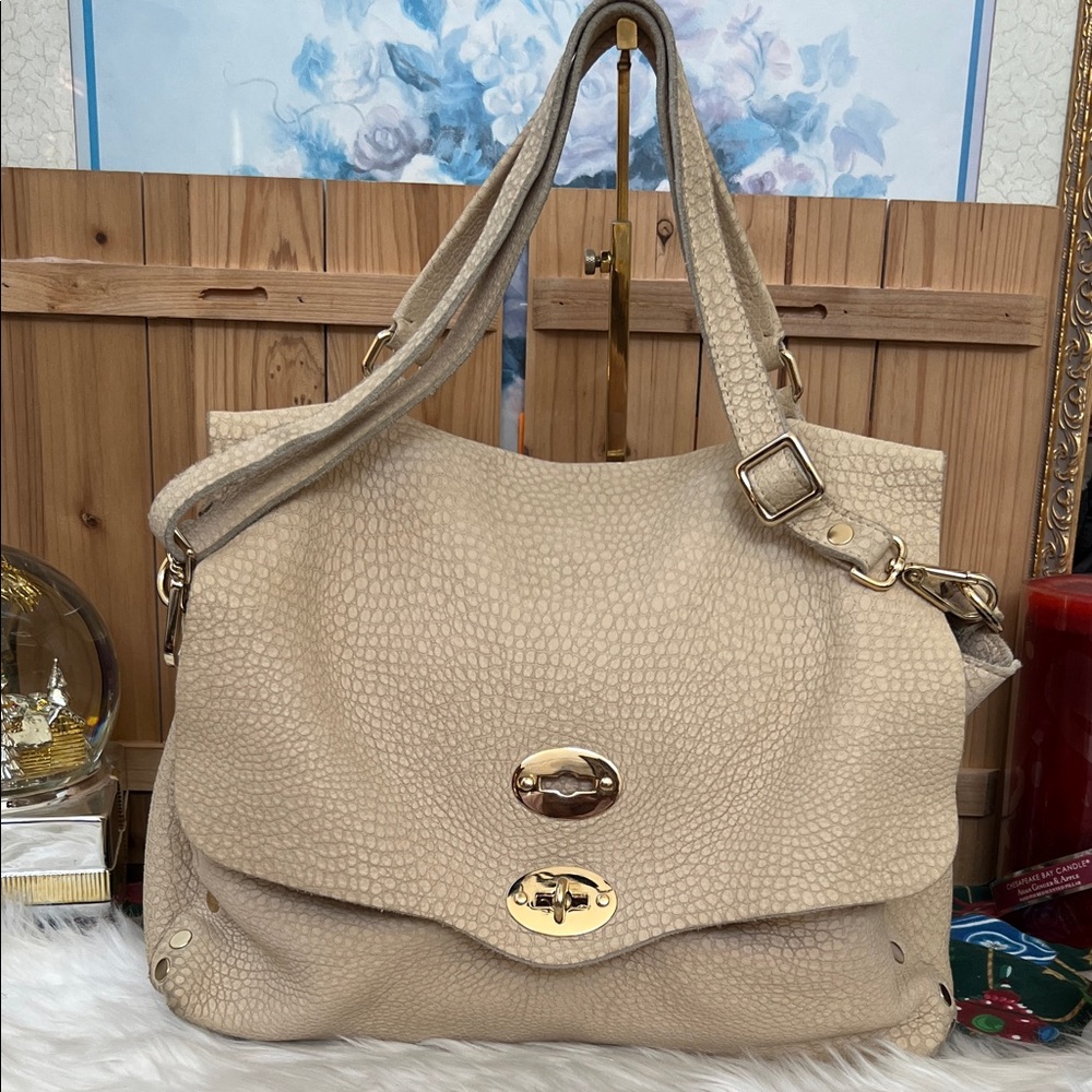 Zanellato Postina Beige Leather Crossbody Made in Italy with double Turnlock - Picture 3 of 16